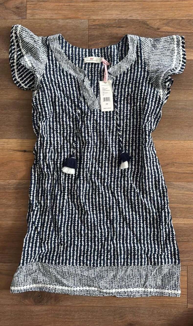 NWT Vineyard Vines Dot Stripe Tunic Dress Navy White XS